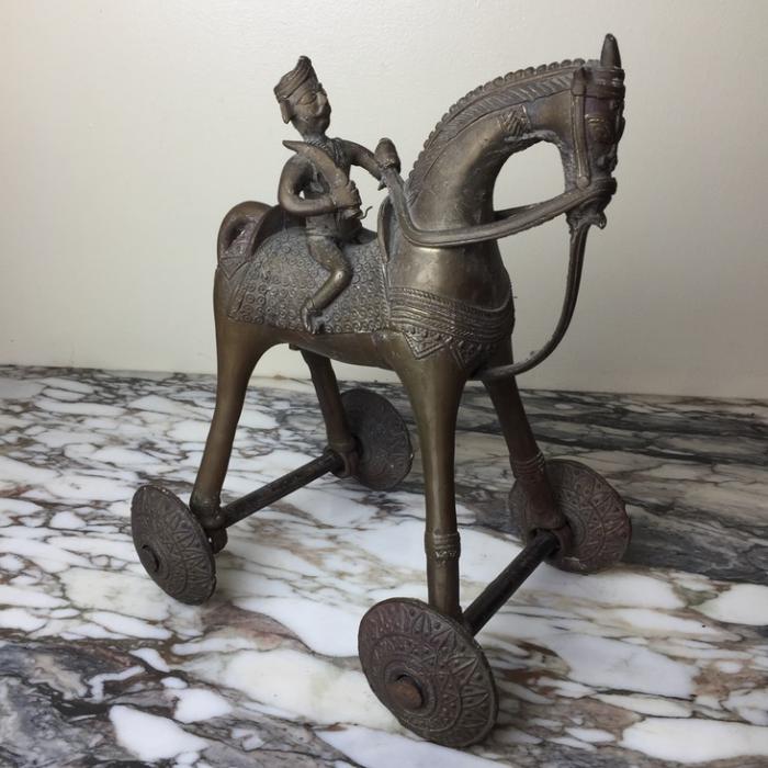 Vintage Large Bronzework King On Horse Sculpture - Los Angeles