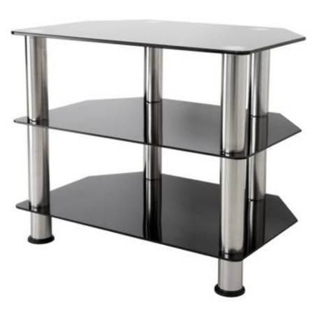 Black Glass and Chrome TV Stand