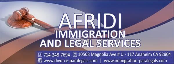 Afridi Immigration Paralegals, A+ BBB Rated 15 years - Anaheim, Los Angeles, California