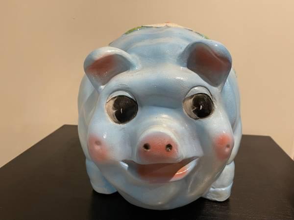 Large Porcelain Hand Painted Piggy Bank