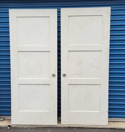 pair set (2) sliding wood DOORS closet door panel solid core shak - Silver Lake, Los Angeles, California