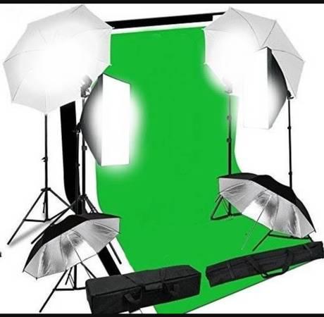 29 pc. studio light kit 4 lights+ backdrop photography Video