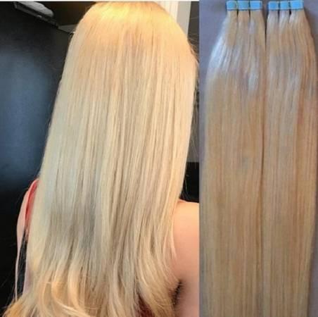 18″ 100grs, 40pcs, 100% Human Tape In Hair Extensions - Beverly Hills, Los Angeles, California
