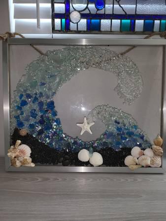 3D Glassed Ocean Beach Art Decor