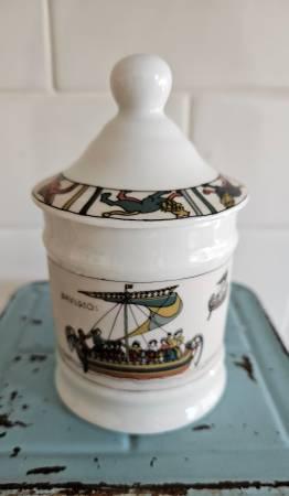 TOBACCO JAR LIMOGES FRANCE BAYEUX TAPESTRY - Los Angeles