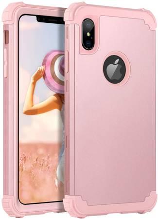 iPhone Xs Max Phone Cases 3 in1 Hybrid Heavy Duty-Rose Gold/Pink - San Gabriel, Los Angeles, California