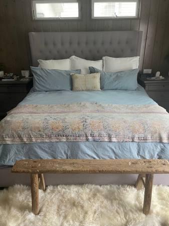 Linen King Bed Frame