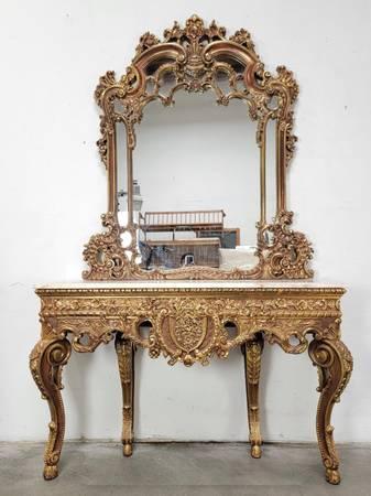 Carved French console and mirror look very nice - City Terrace, Los Angeles, California