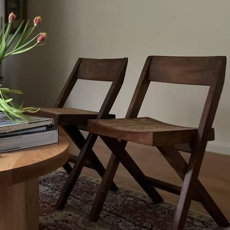 Pierre Jeanneret Original Vintage Mid Century Teak Library Chairs - Los Angeles